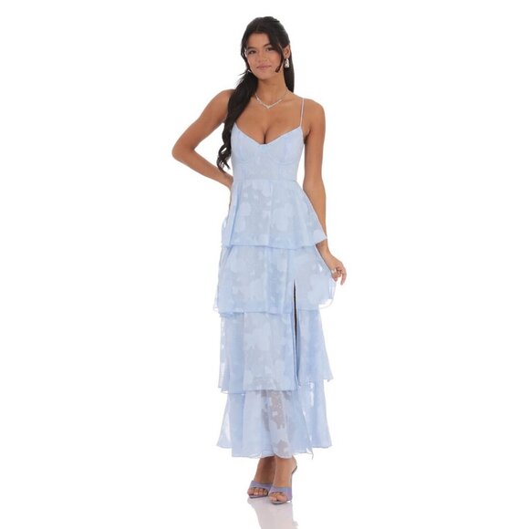 COMING SOON LUCY IN THE SKY BLUE LACE MAXI DRESS - Picture 1 of 3